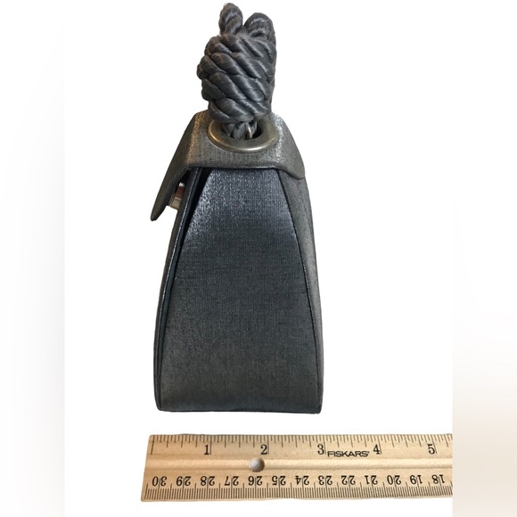 Vintage Evening Bag Purse Gunmetal Silver Gray Rope Handle Small Prom Wedding - Picture 3 of 9